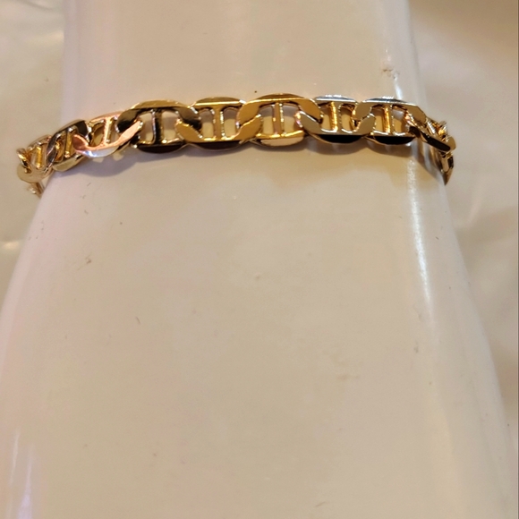10K GOLD FILLED MARINER ANCHOR LINK 7” BRACELET 5.8MM - Picture 1 of 4